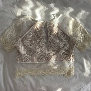 White lace crop top